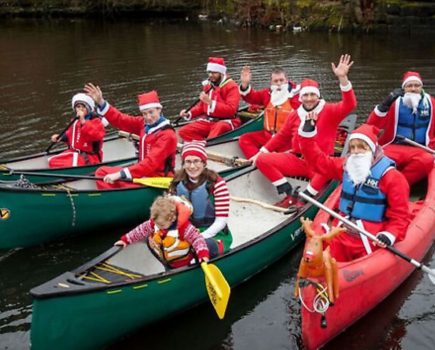 ‘Santa Splash’ canoeists enjoy a festive paddle on the Leeds & Liverpool