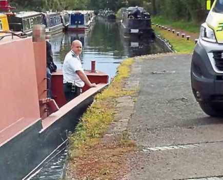 Canal boat becomes temporary ambulance to help injured man