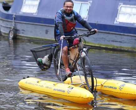 The man pedalling against plastic pollution on the canals